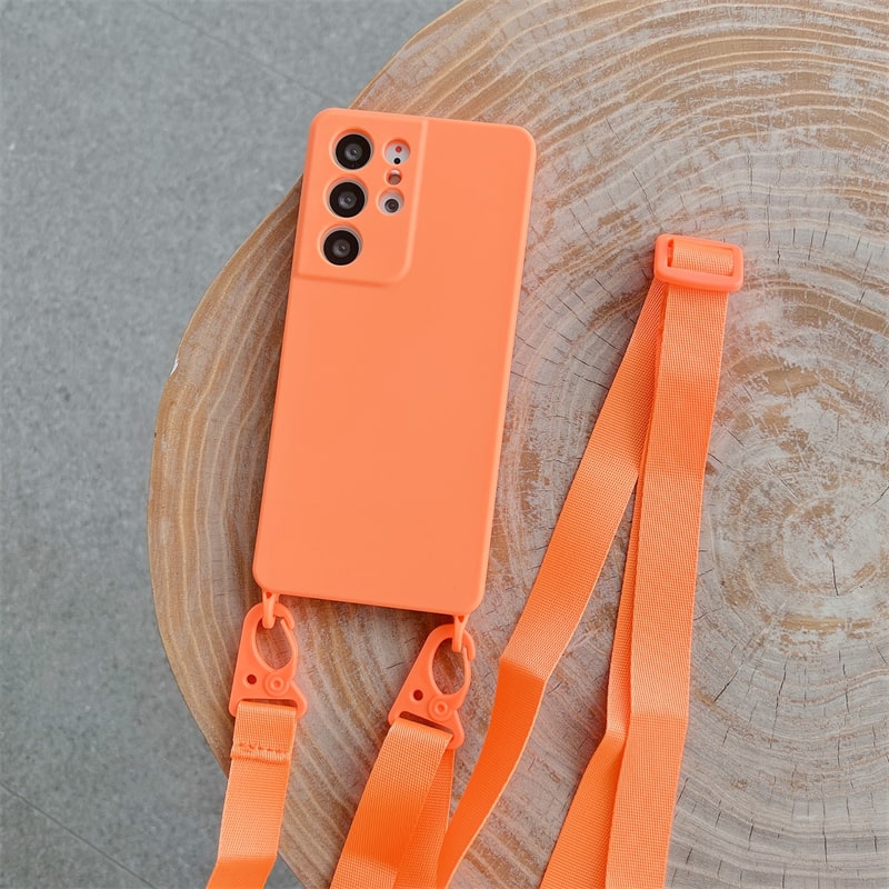 Liquid Silicone Crossbody Lanyard Case with Lens Cover - Samsung - Influcase