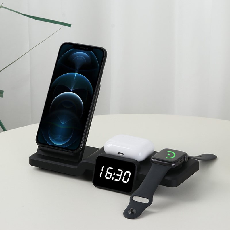 3-in-1 Wireless Charging Station with LED Clock - Influcase