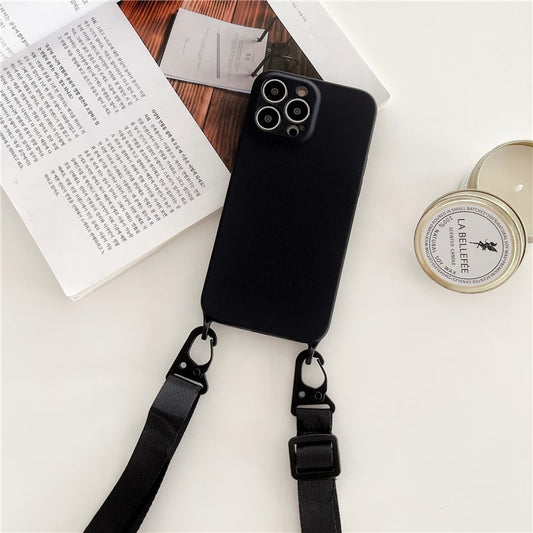 Liquid Silicone Crossbody Lanyard Case with Lens Cover - Apple - Influcase