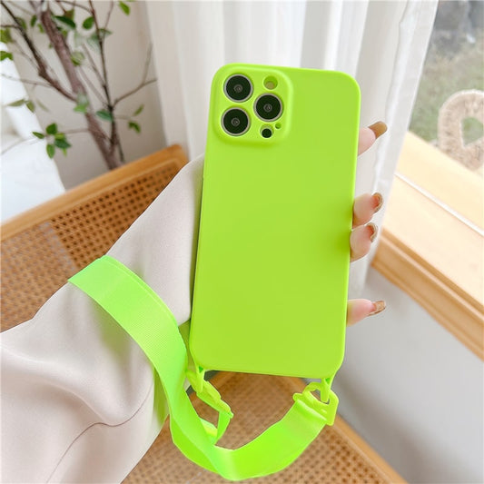 Liquid Silicone Crossbody Lanyard Case with Lens Cover - Apple - Influcase